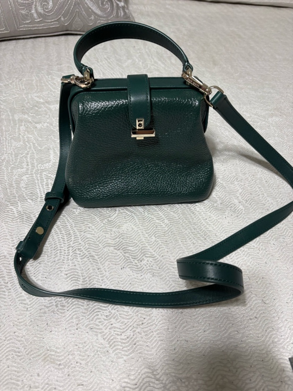 Vintage Kate Spade Structured Top-Handle Crossbody Bag in Dark Green